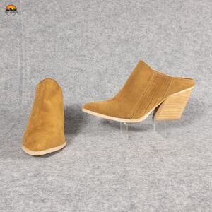 MI.IM Mule Cuban Heel Suede Leather Tan Pointed Toe Casual Slip-On Women's Sz 9